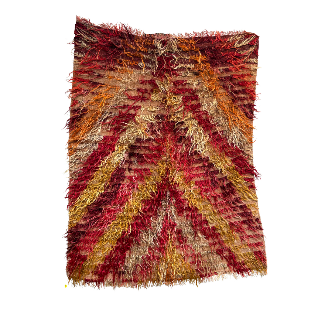 Tulu Filikli Kilim Rug in red and yellow