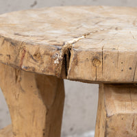 Vintage African Patched Wood Stool Round