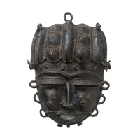 Vintage Senufo bronze mask from Côte d'Ivoire – front view