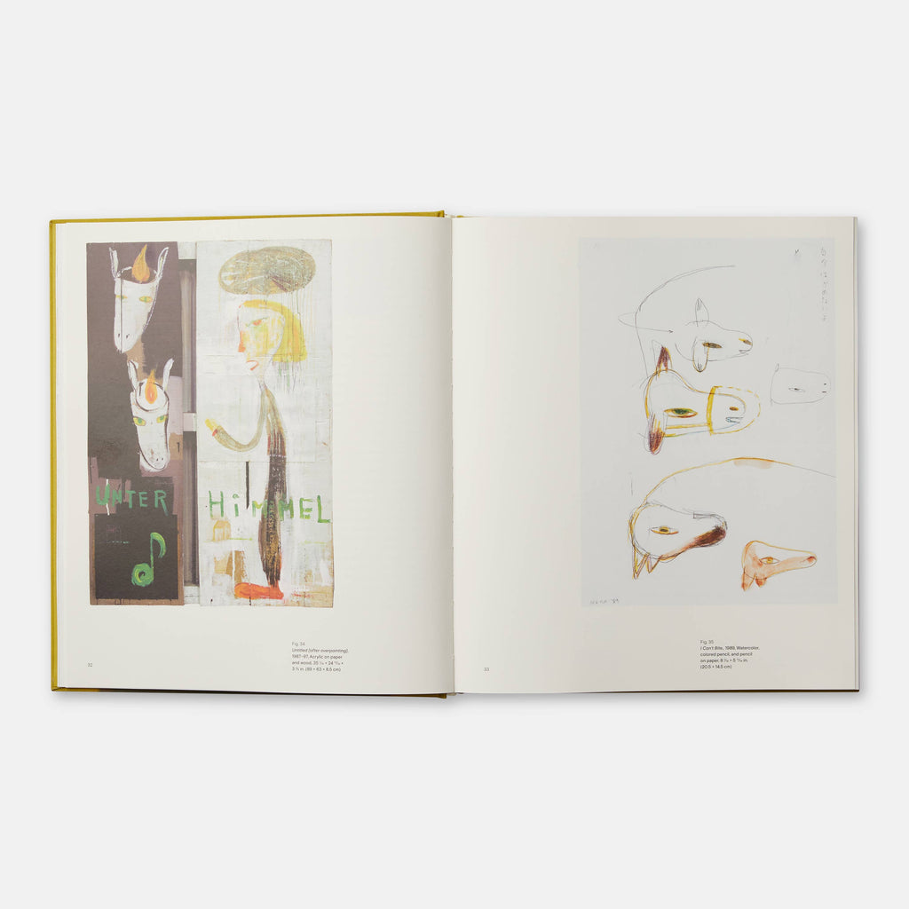 Open book displaying artistic illustrations on a white background