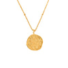 Gold necklace with a round virgo zodiac pendant 