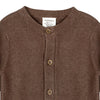 Brown knitted cardigan with button details on a white background, featuring the brand 'Viverano'.