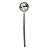 Silver slotted spoon on a white background