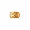 Gold ring with a lion engraved design