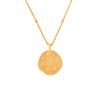 gold necklace with a round gemini zodiac pendant