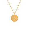 gold necklace with a round leo zodiac pendant
