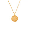 gold necklace with a round scorpio zodiac pendant