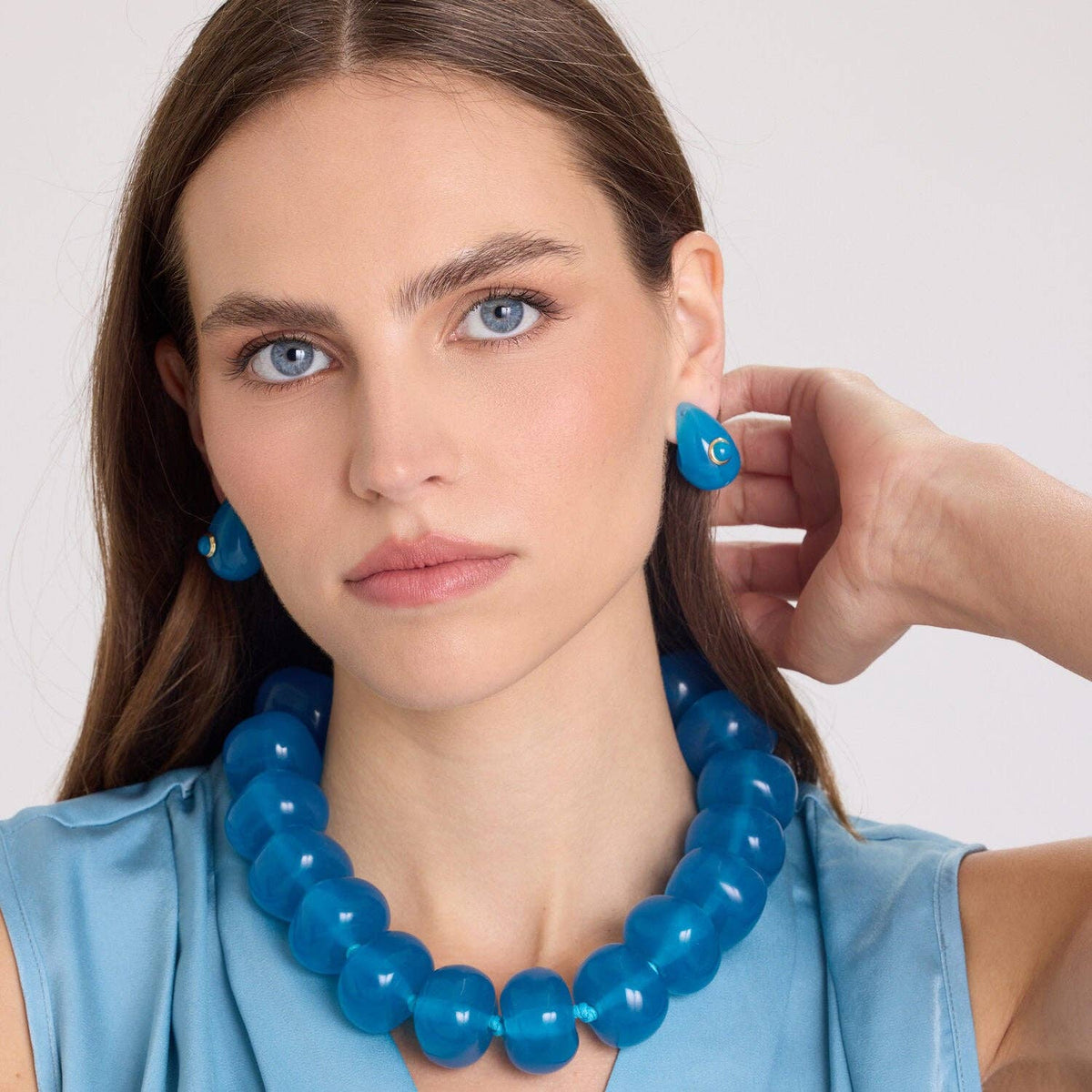 Cerulean Blue Resin Necklace