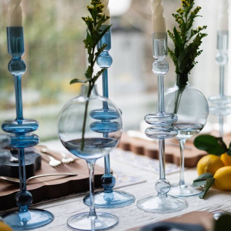 Glass Candlestick Pair, Large, Sapphire Blue etúHOME Modern Nomad Home decor store Denver CO Colorado