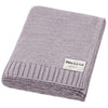 Gray knit blanket with 'Bleu La La Organics' label on a white background