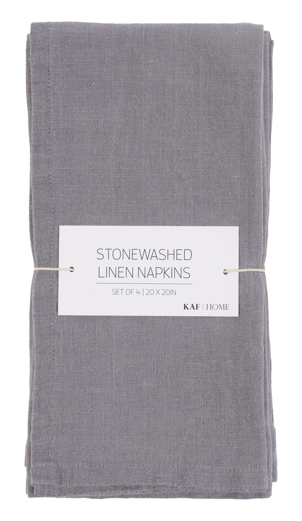 Verona 100%  Stone Washed Linen Napkins-Set Of 4, 20" x 20" KAF Home Modern Nomad Home decor store Denver CO Colorado