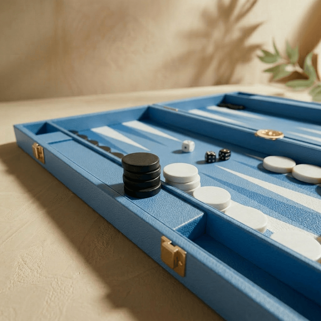 Leather Backgammon Set (Blue)