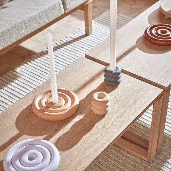 Savi High Ceramic Candleholder (Beige)