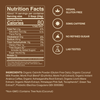 Nutrition facts label and ingredient list on a brown background
