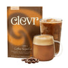 Clevr Coffee SuperLatte package with two glasses of coffee on a beige background