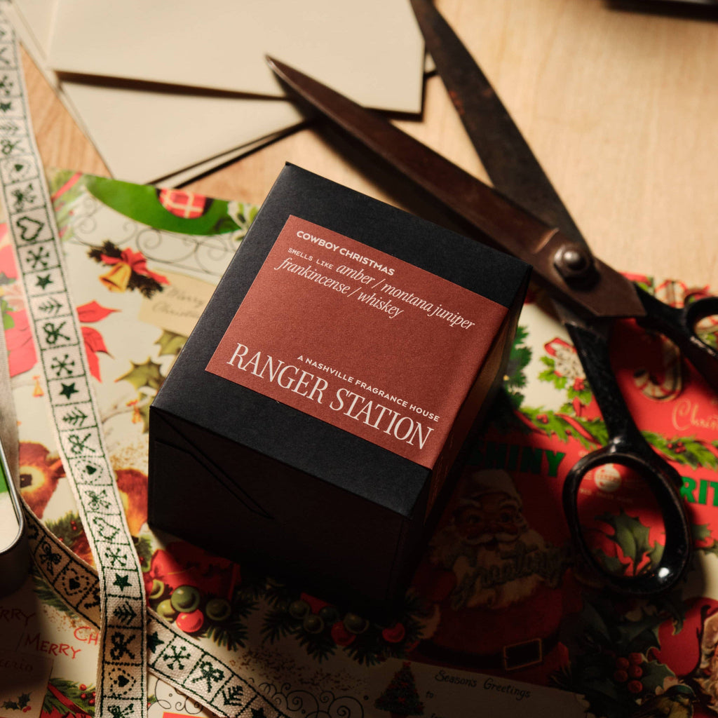 COWBOY CHRISTMAS CANDLE Ranger Station Wholesale Modern Nomad Home decor store Denver CO Colorado