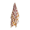 Plaid towel with tassels on a white background