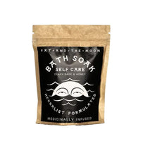 Bath soak package with branding on a white background
