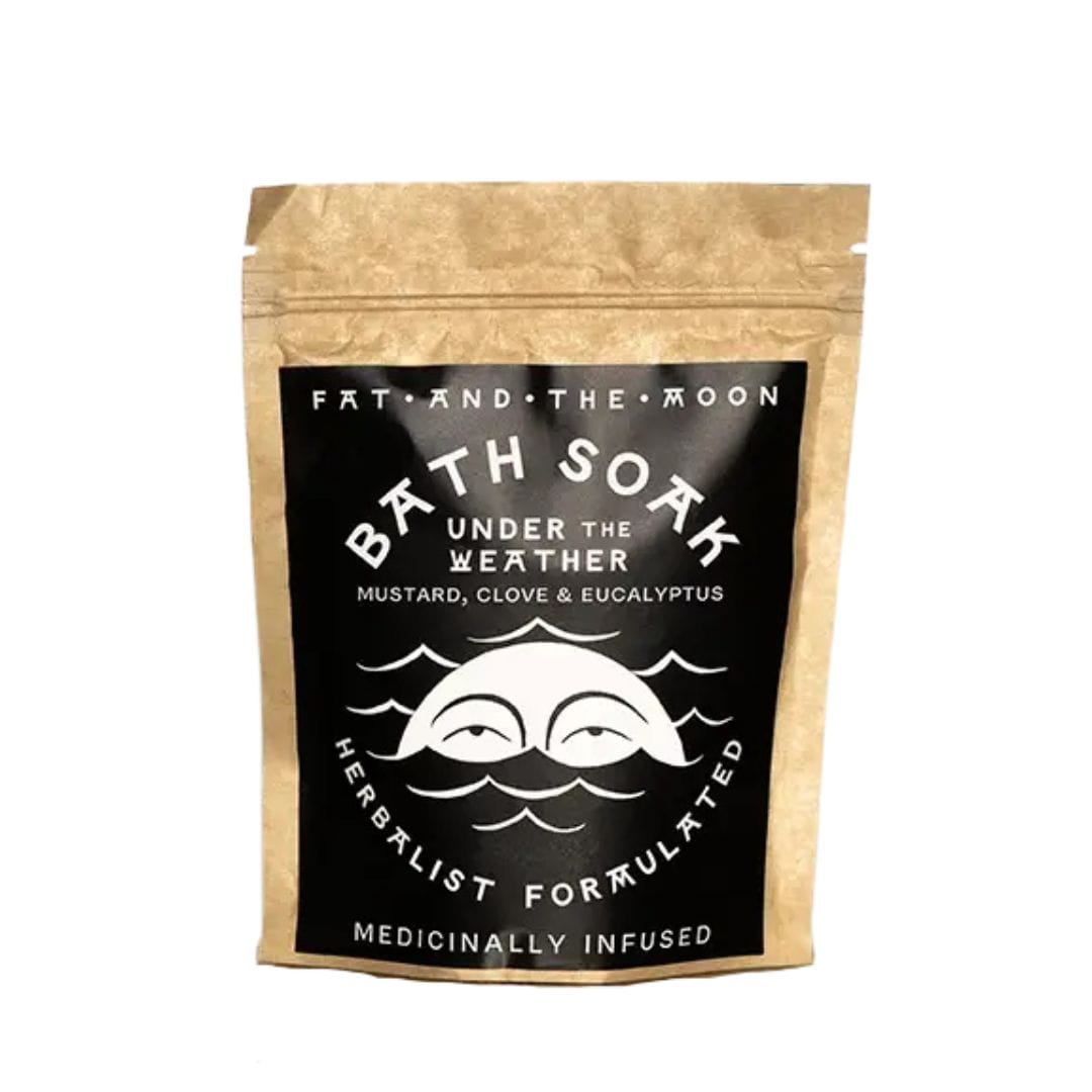 Bath soak package with branding on a white background