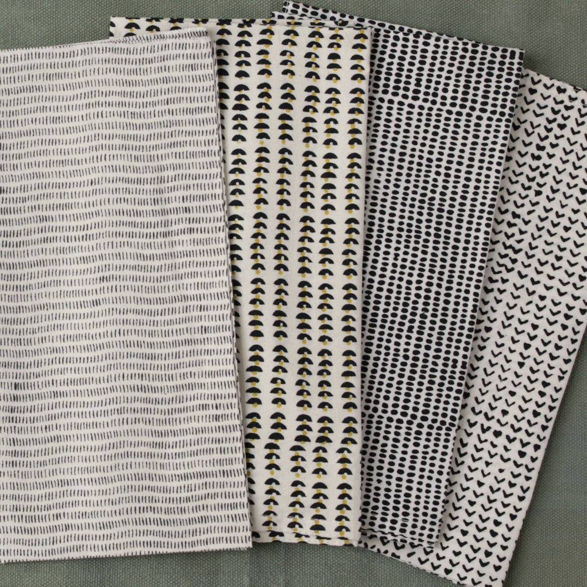 Alice Stripes Black Block Printed Napkins (Set of 4)