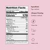 Nutrition facts label and ingredients list on a pink background