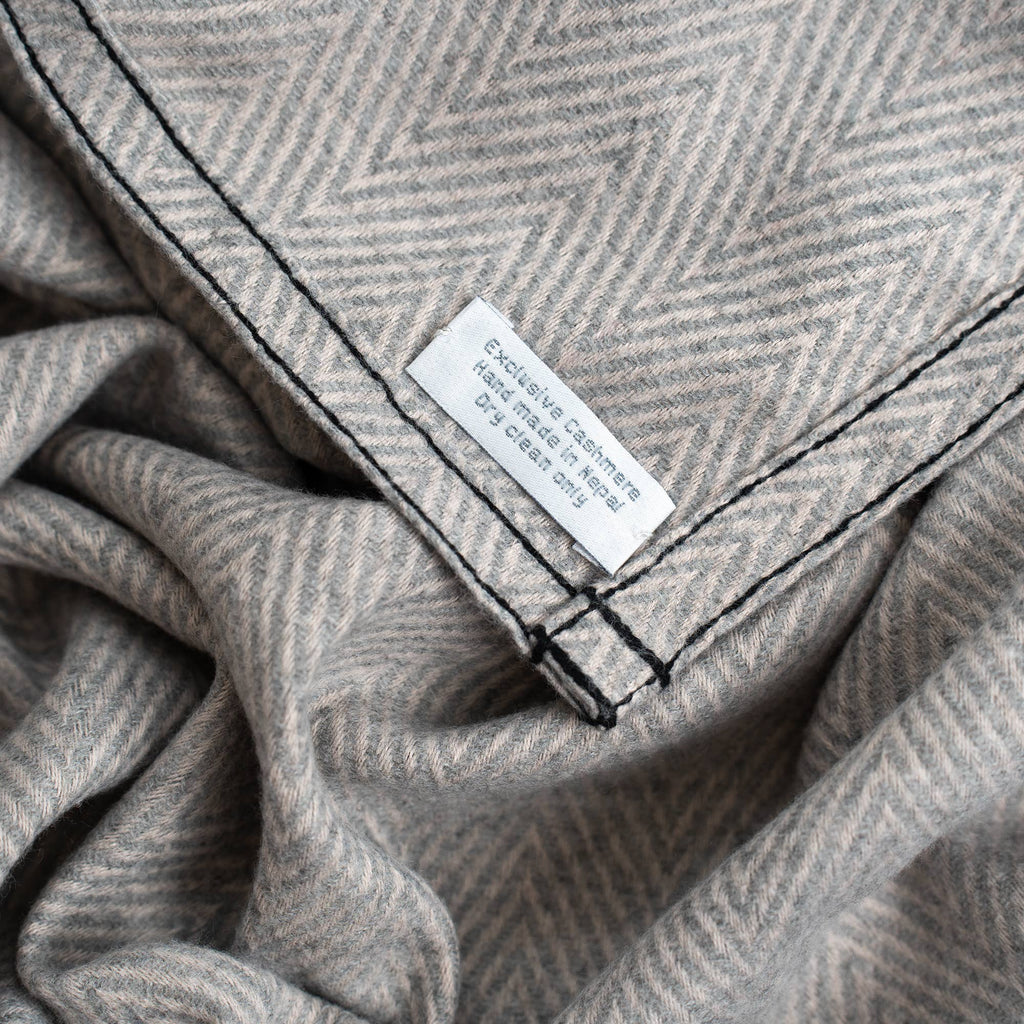 gray striped cashmere blanket with tag 