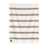 Beige blanket with black stripes on a white background