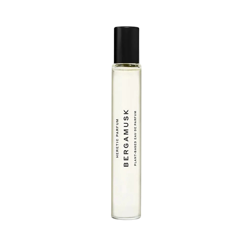 Perfume bottle labeled 'Bergamusk' on a white background