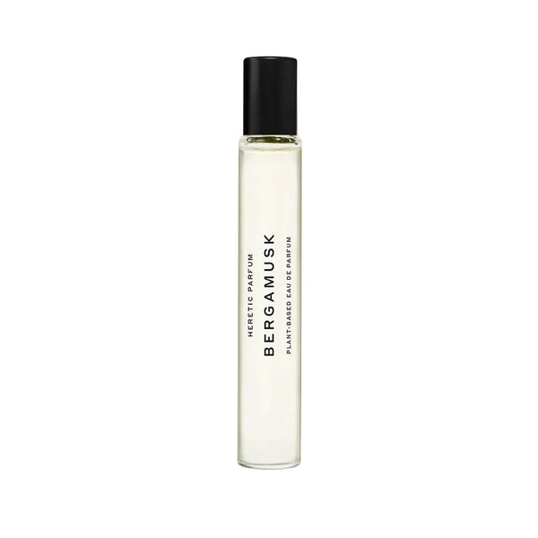 Perfume bottle labeled 'Bergamusk' on a white background