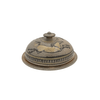 Decorative ceramic lid with horse design on a white background