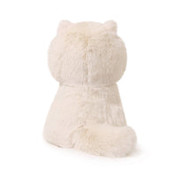 White fluffy cat-shaped cushion on a white background