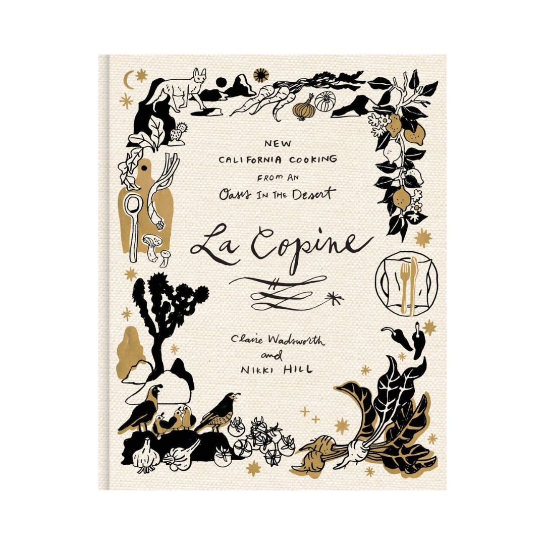 Book cover of 'La Copine' with decorative elements and text on a beige background