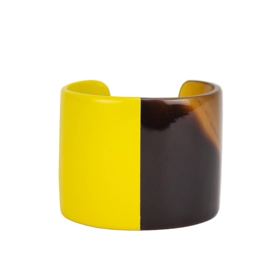 Yellow Lacquered Natural Horn Cuff rivêt - L'Indochineur Modern Nomad Home decor store Denver CO Colorado
