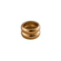 gold thick double banded ring on a white background