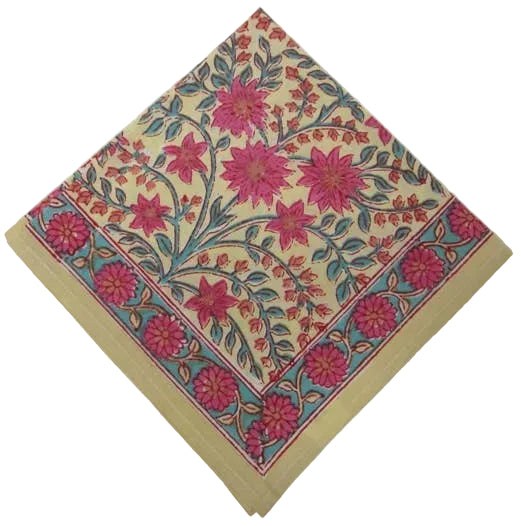 Floral patterned napkin on a white background