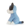 Blue plush dog toy on a white background