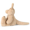 Beige plush kangaroo toy on a white background