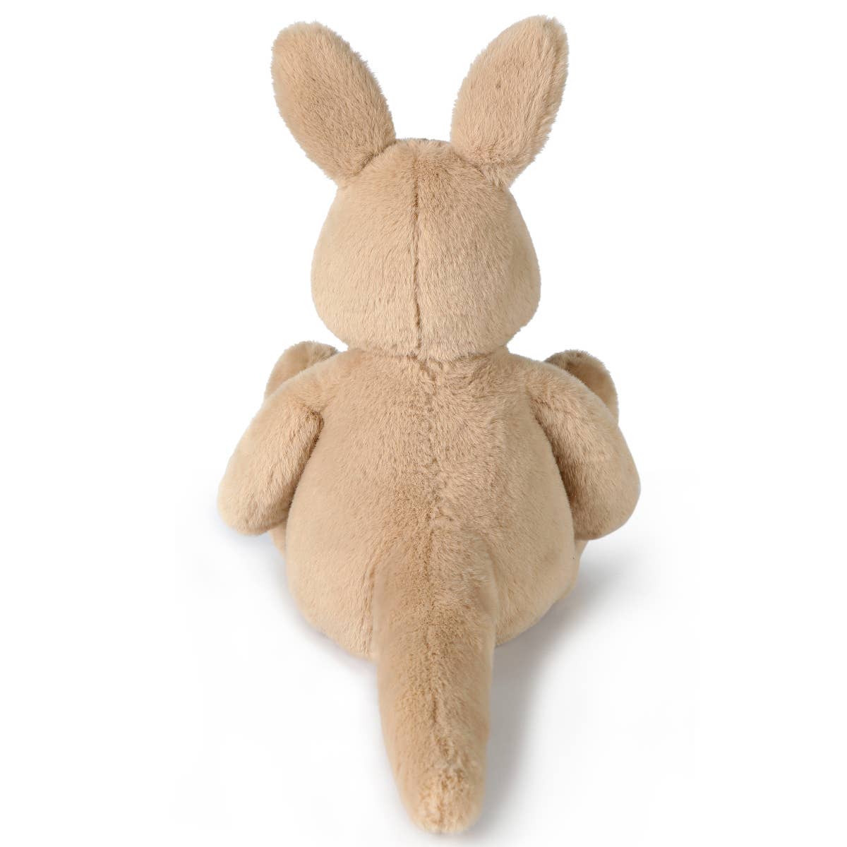 Beige plush bunny toy on a white background