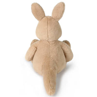 Beige plush bunny toy on a white background