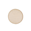 tan and white round tray on a white background
