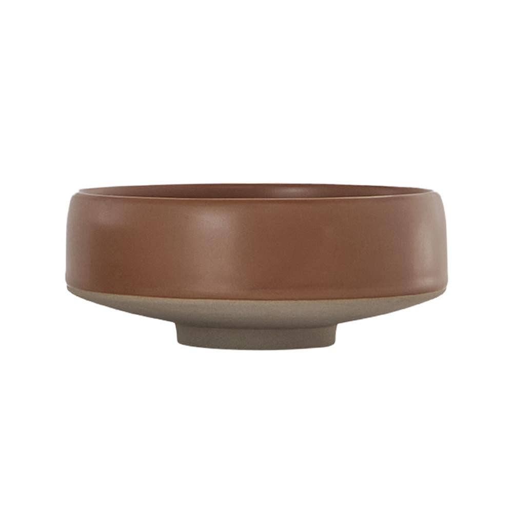 Brown ceramic bowl on a white background