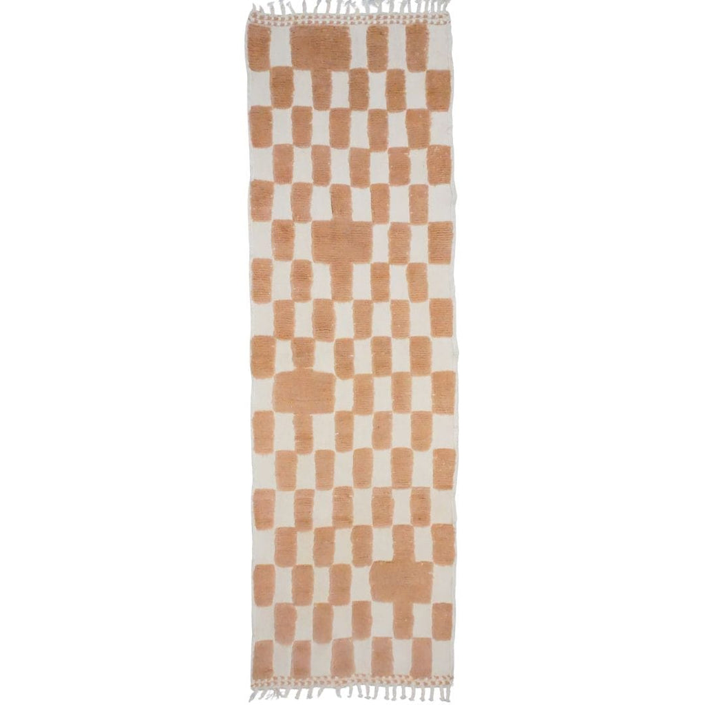 peach beige checkered moroccan wool runner modern nomad home denver co