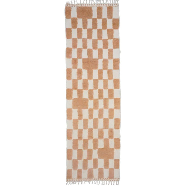 peach beige checkered moroccan wool runner modern nomad home denver co