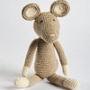Crocheted mouse toy on a white background