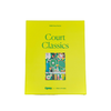 A bright yellow-green puzzle box titled 'Court Classics' with a small multicolor illustration in the center and 'open1 x Pencilwork' branding at the bottom, shown on a plain white background.