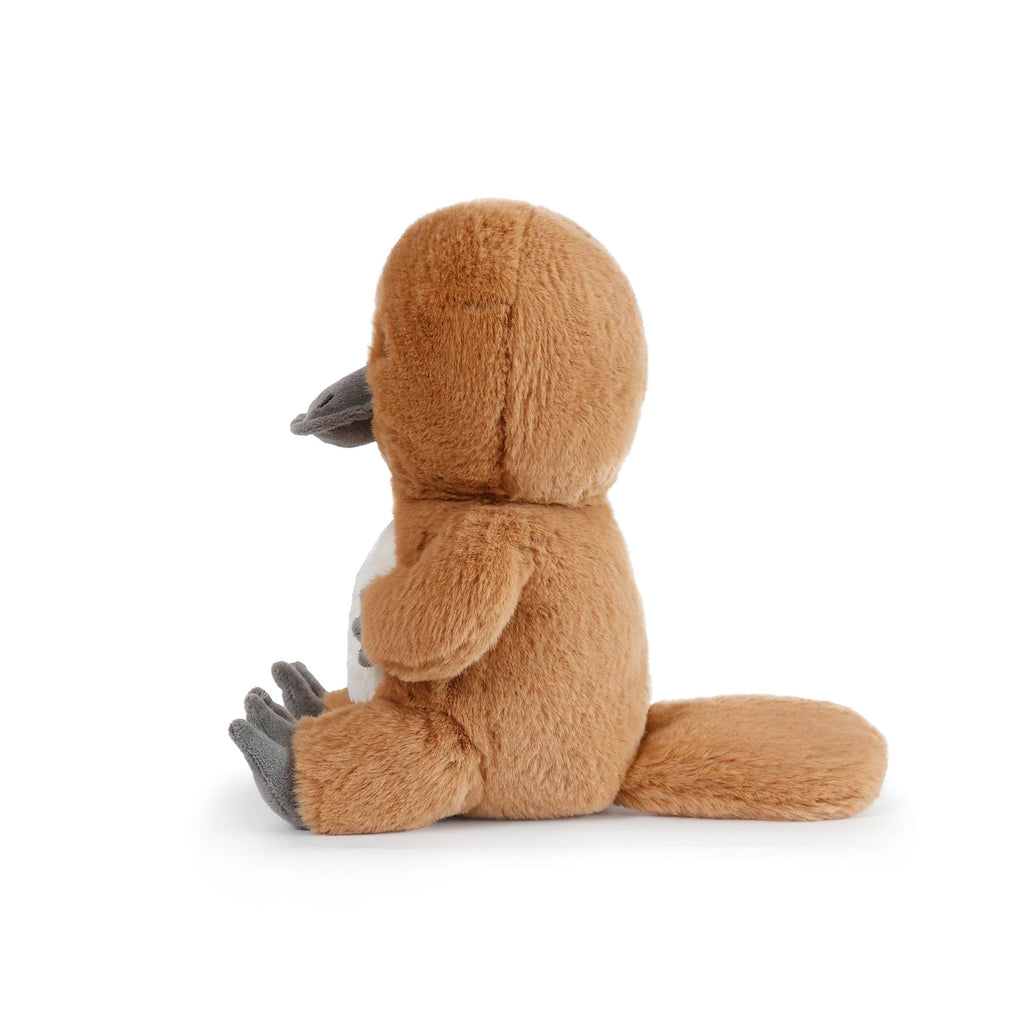 Plush toy platypus on a white background