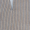 Close-up of striped fabric with brown, blue, and beige colors.
