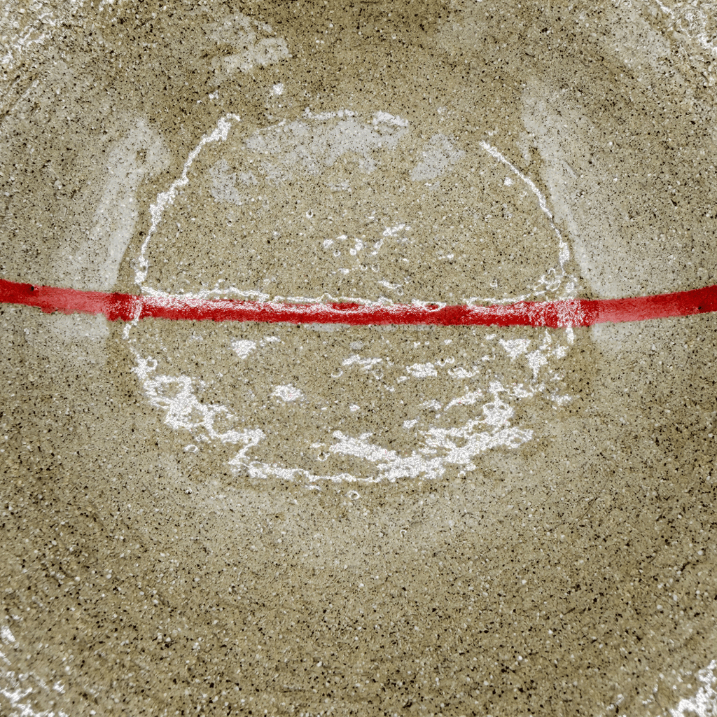 stoneware plate with red line texture