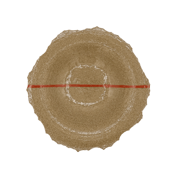 stoneware plate with a red line on a white background