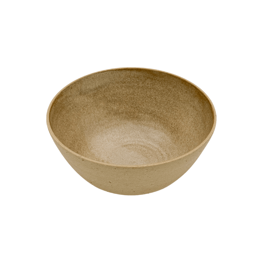 Beige ceramic bowl on a white background